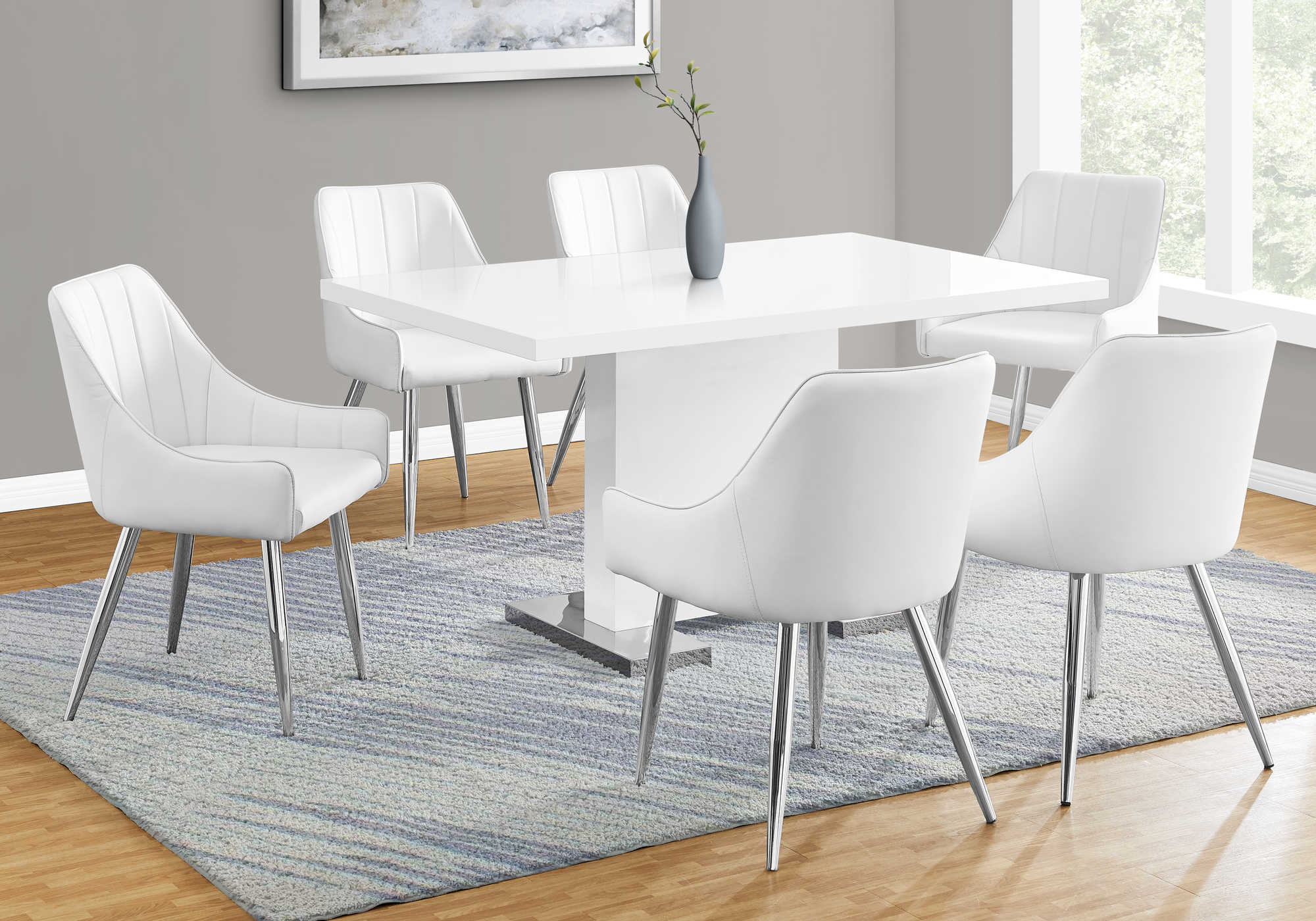 DINING TABLE - 35"X 60" / HIGH GLOSSY WHITE 