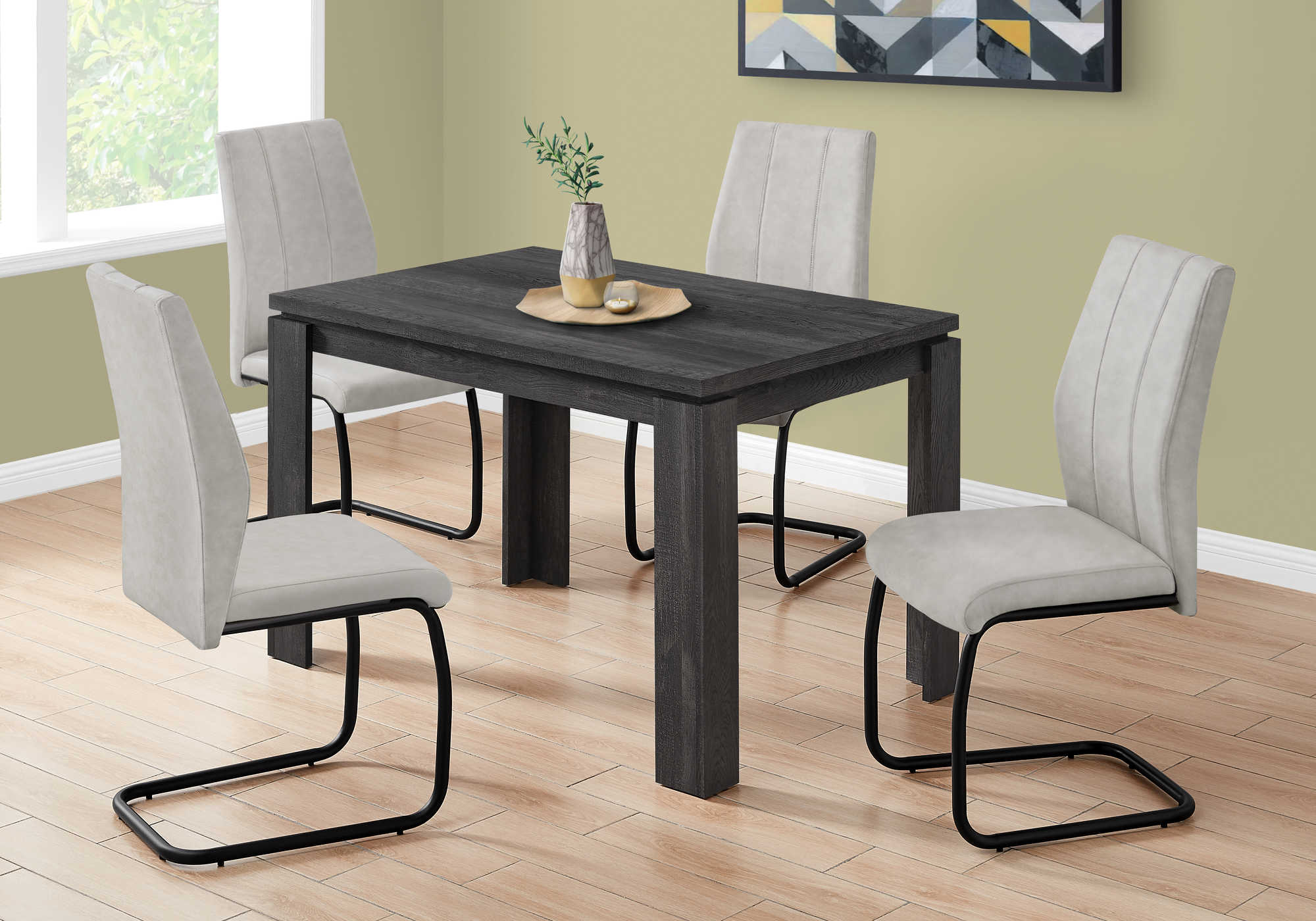 DINING TABLE - 32"X 48" / BLACK RECLAIMED WOOD-LOOK