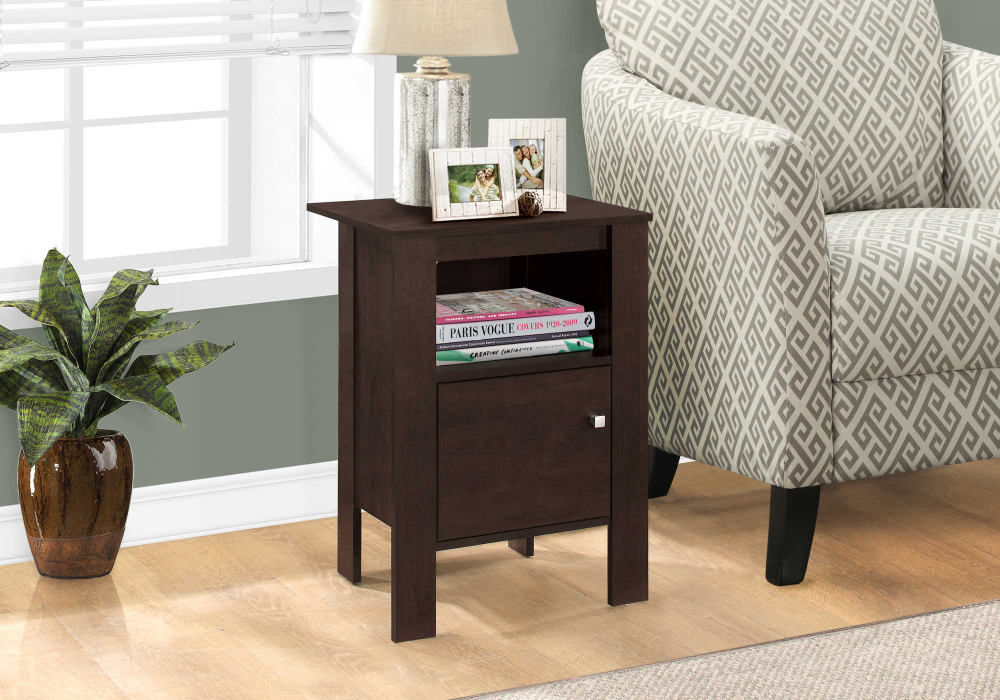ACCENT TABLE - ESPRESSO NIGHT STAND WITH STORAGE