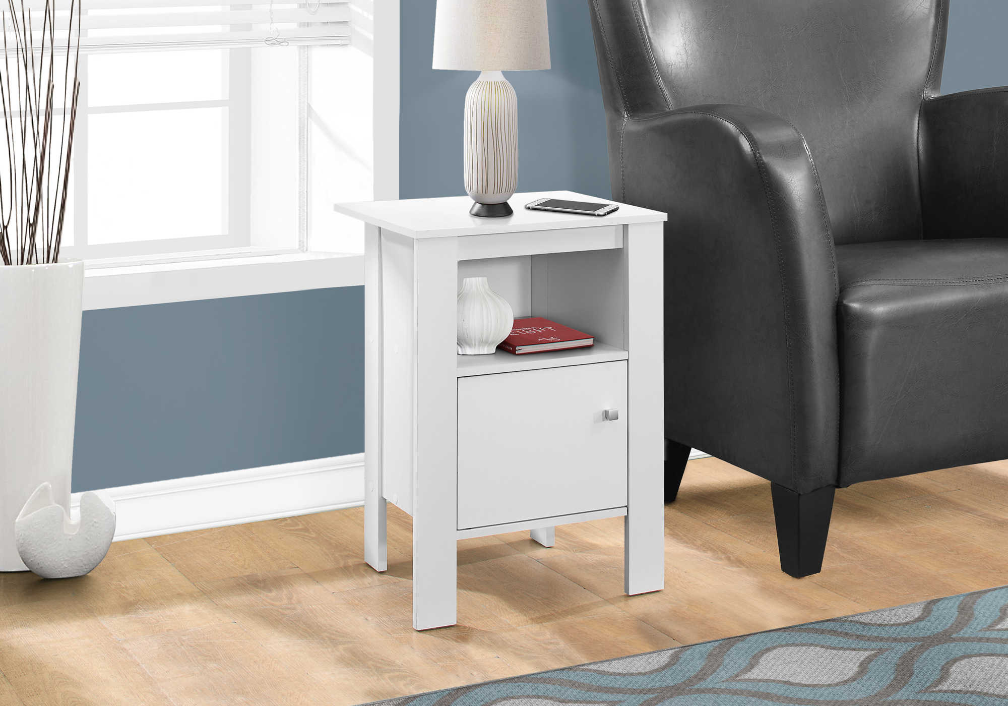 ACCENT TABLE - WHITE NIGHT STAND WITH STORAGE