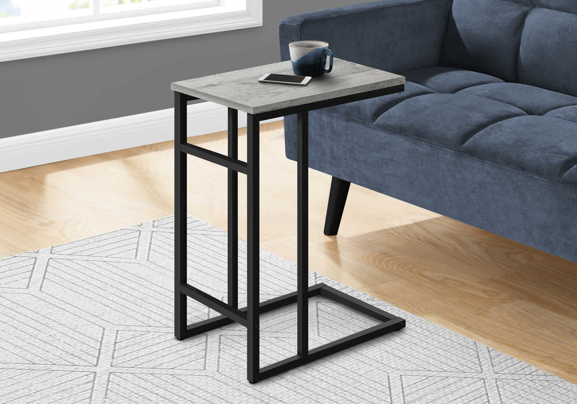 ACCENT TABLE - 24"H / GREY / BLACK METAL