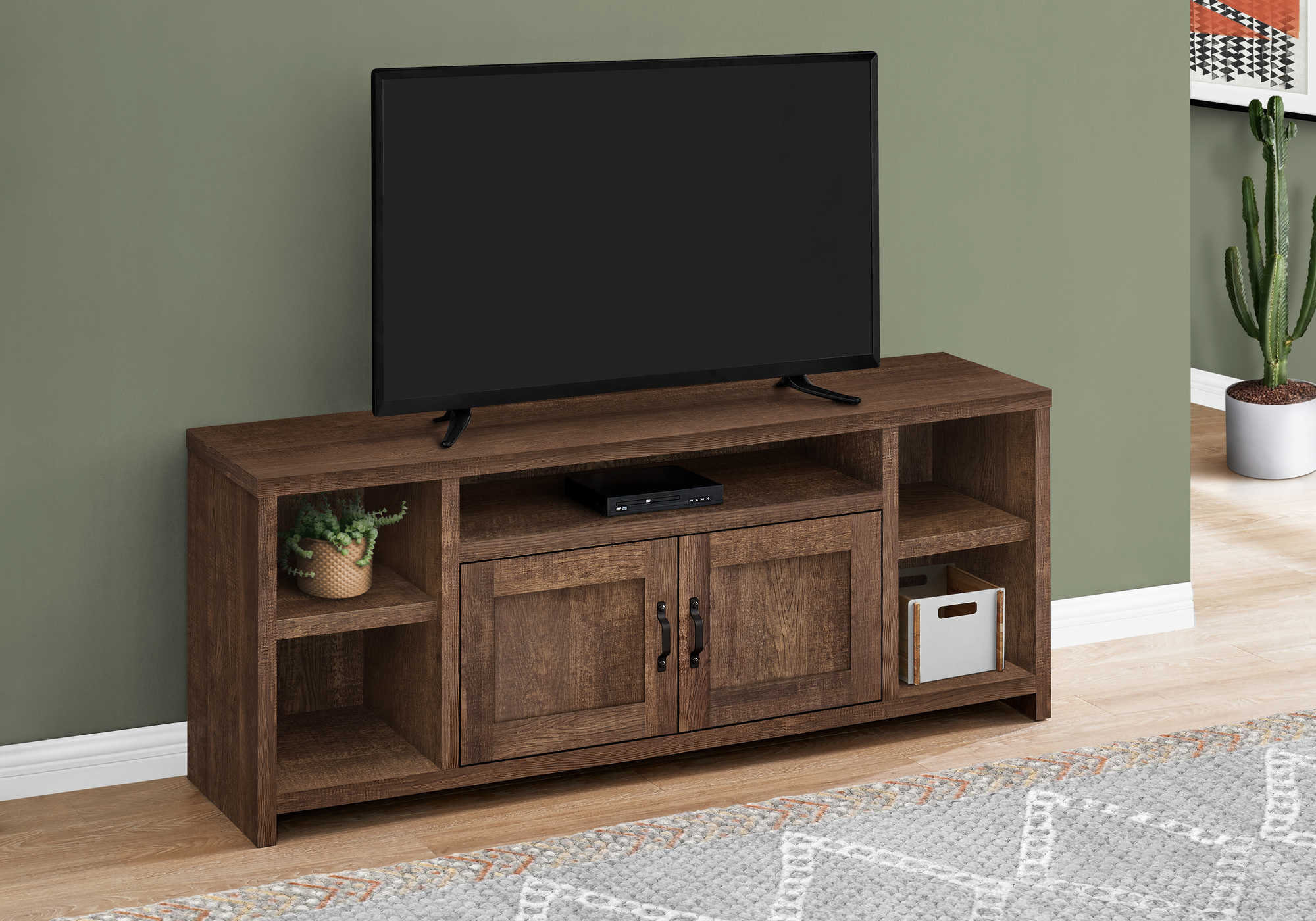 TV STAND - 60"L / BROWN RECLAIMED WOOD-LOOK