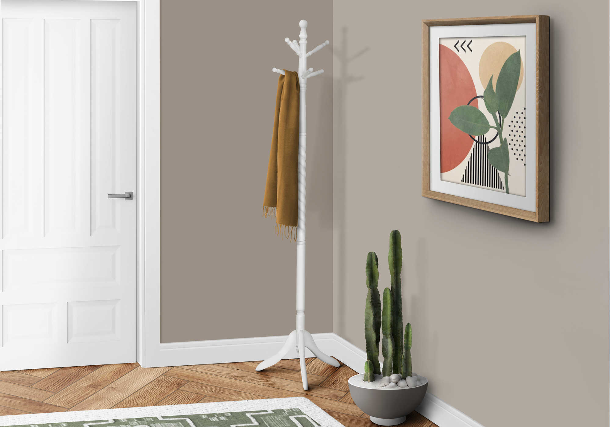 COAT RACK - 72"H / ANTIQUE WHITE WOOD TRADITIONAL STYLE