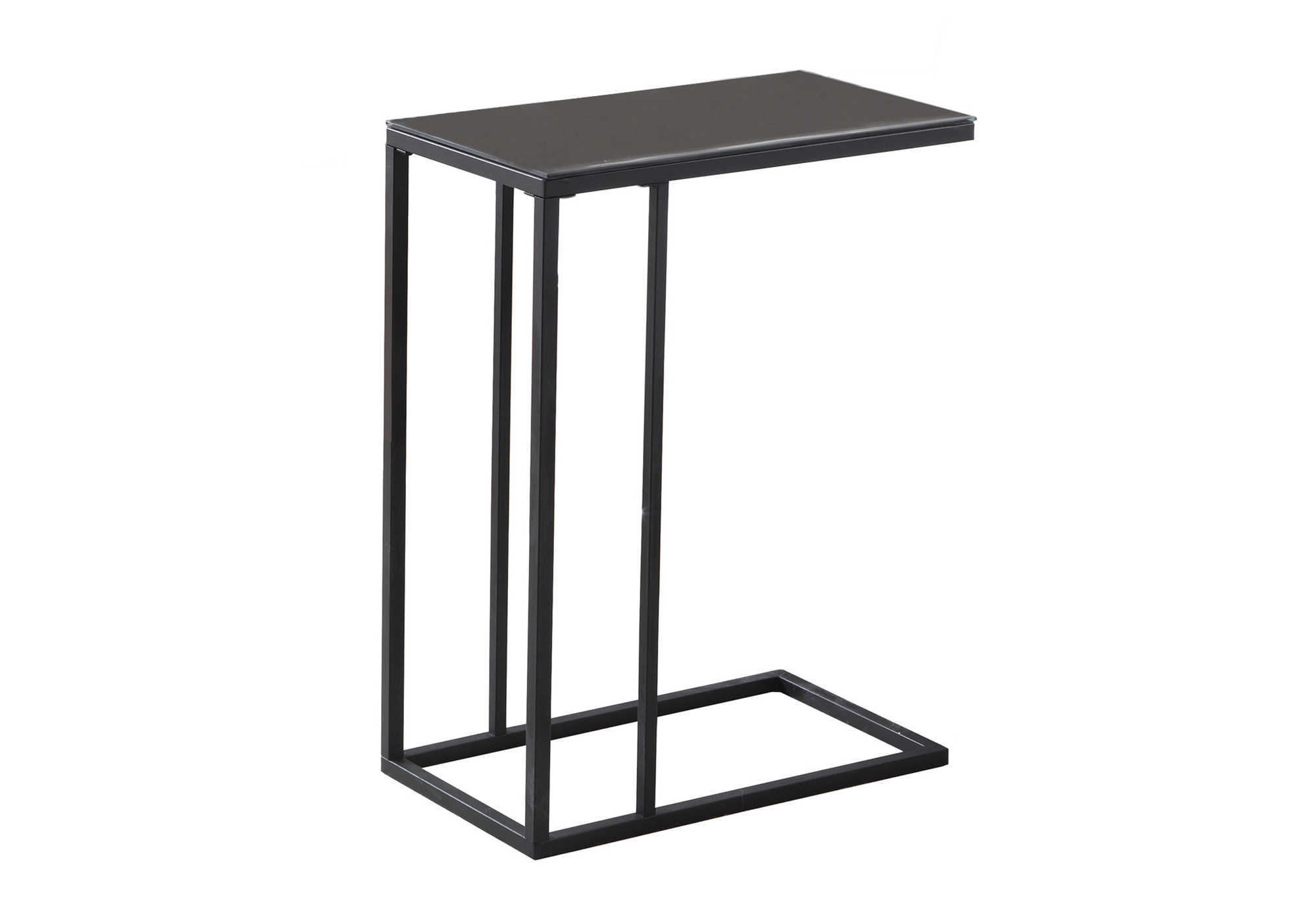 BEDROOM ACCENT TABLE - BLACK METAL / BLACK TEMPERED GLASS