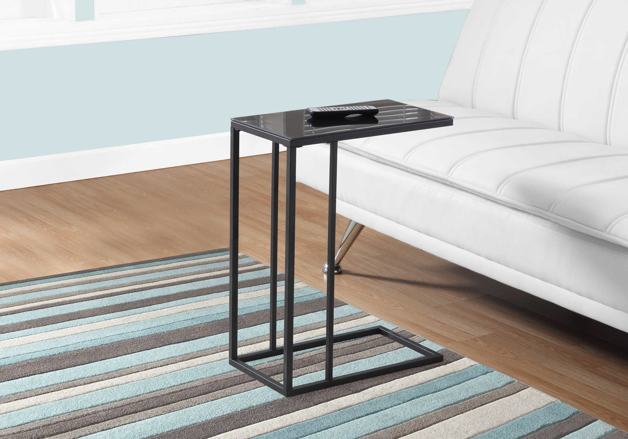 ACCENT TABLE - BLACK METAL / BLACK TEMPERED GLASS