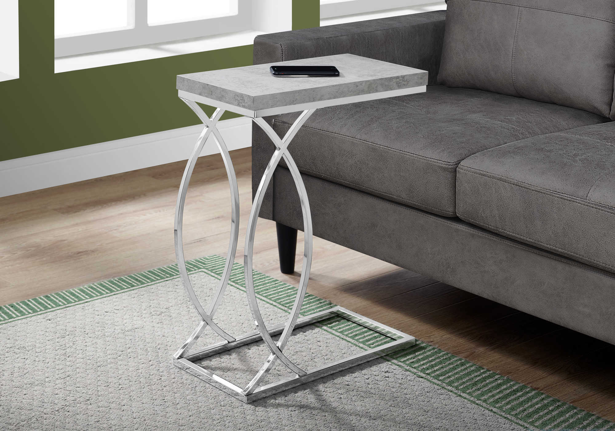 ACCENT TABLE - GREY CEMENT WITH CHROME METAL