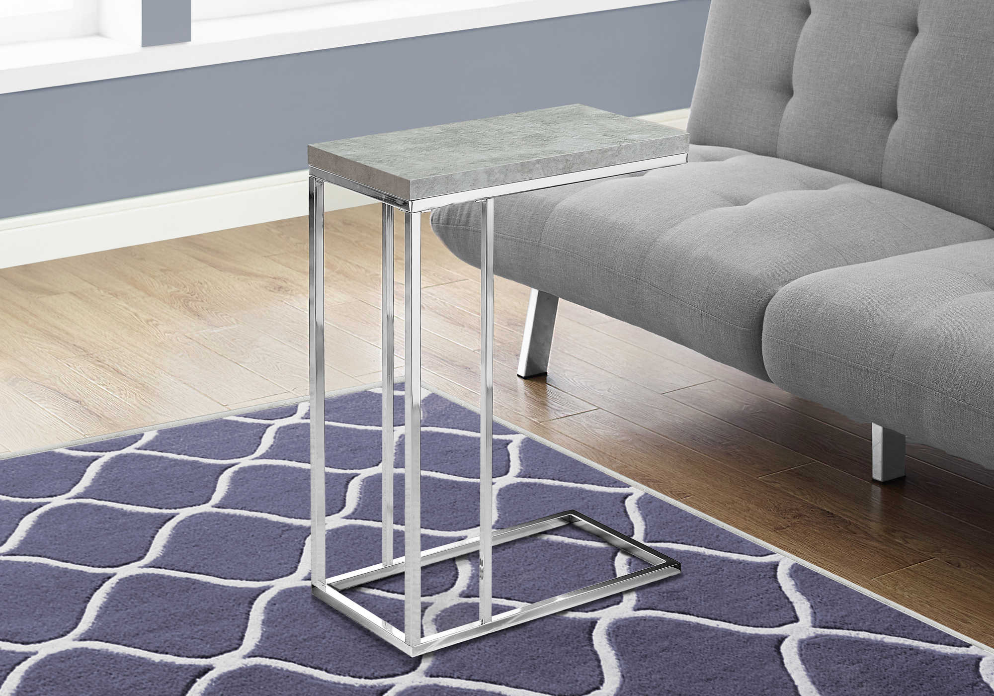 ACCENT TABLE - GREY CEMENT WITH CHROME METAL