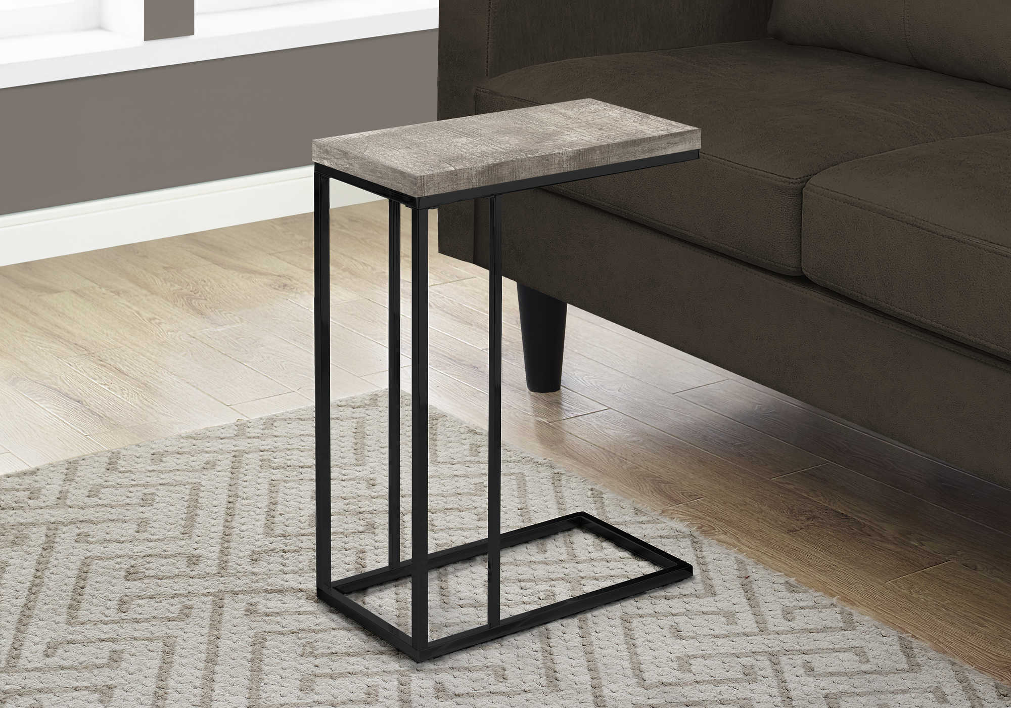 ACCENT TABLE - TAUPE RECLAIMED WOOD-LOOK / BLACK METAL