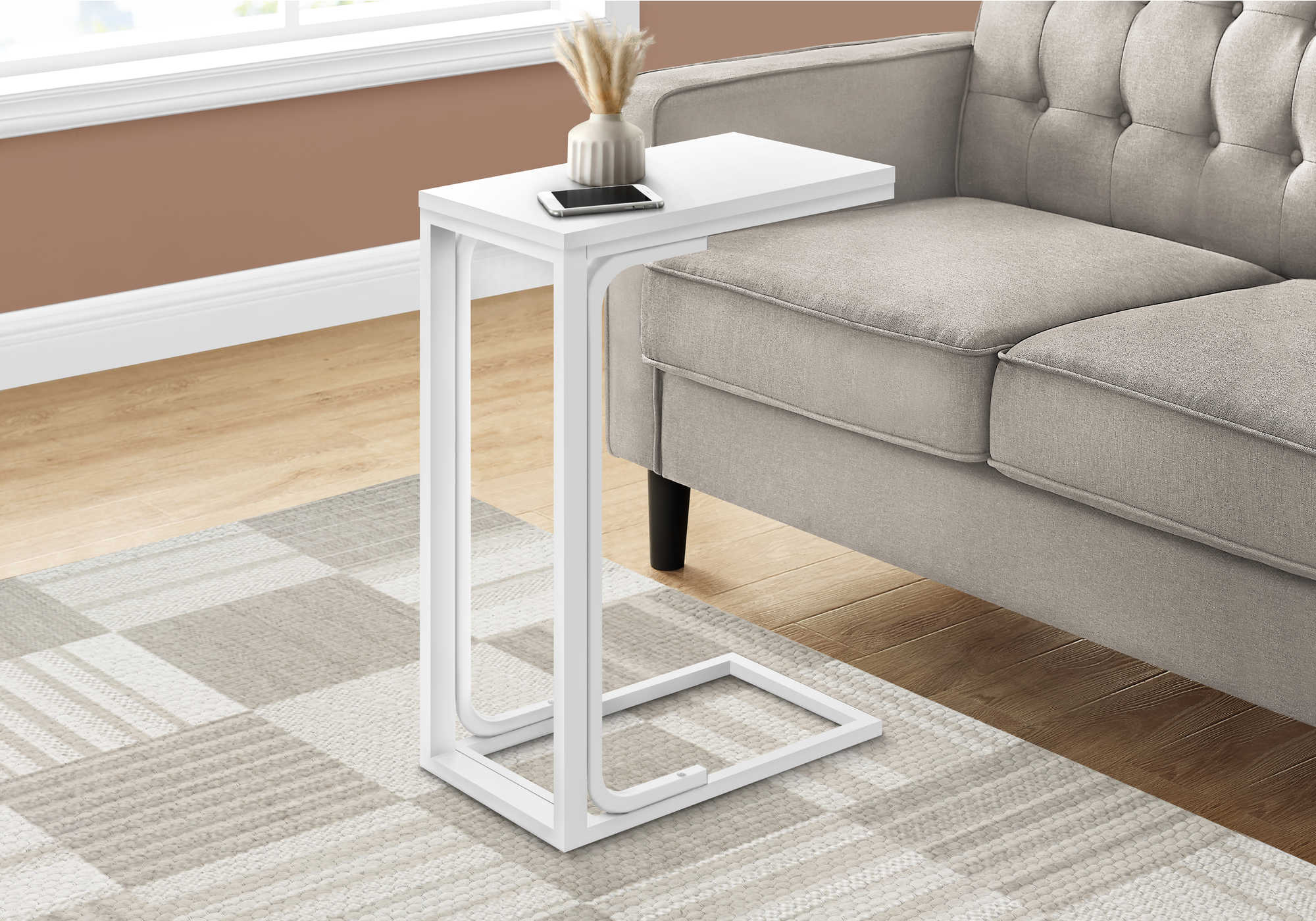 ACCENT TABLE - 25"H /WHITE / WHITE METAL