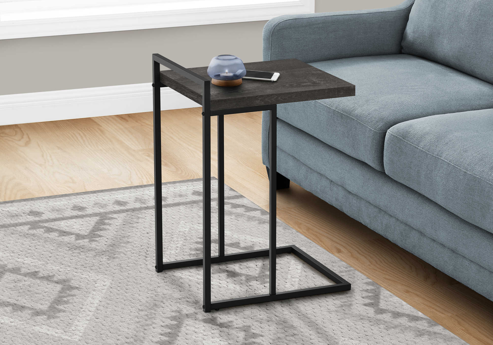ACCENT TABLE - 25"H / BLACK RECLAIMED WOOD / BLACK METAL