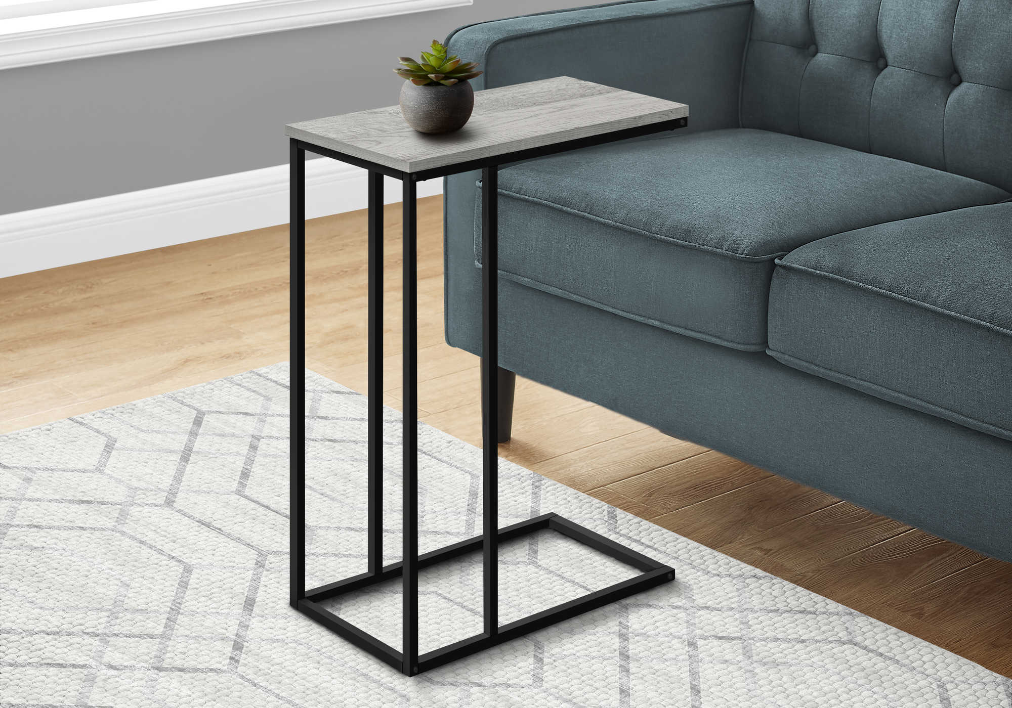 ACCENT TABLE - 25"H / GREY / BLACK METAL