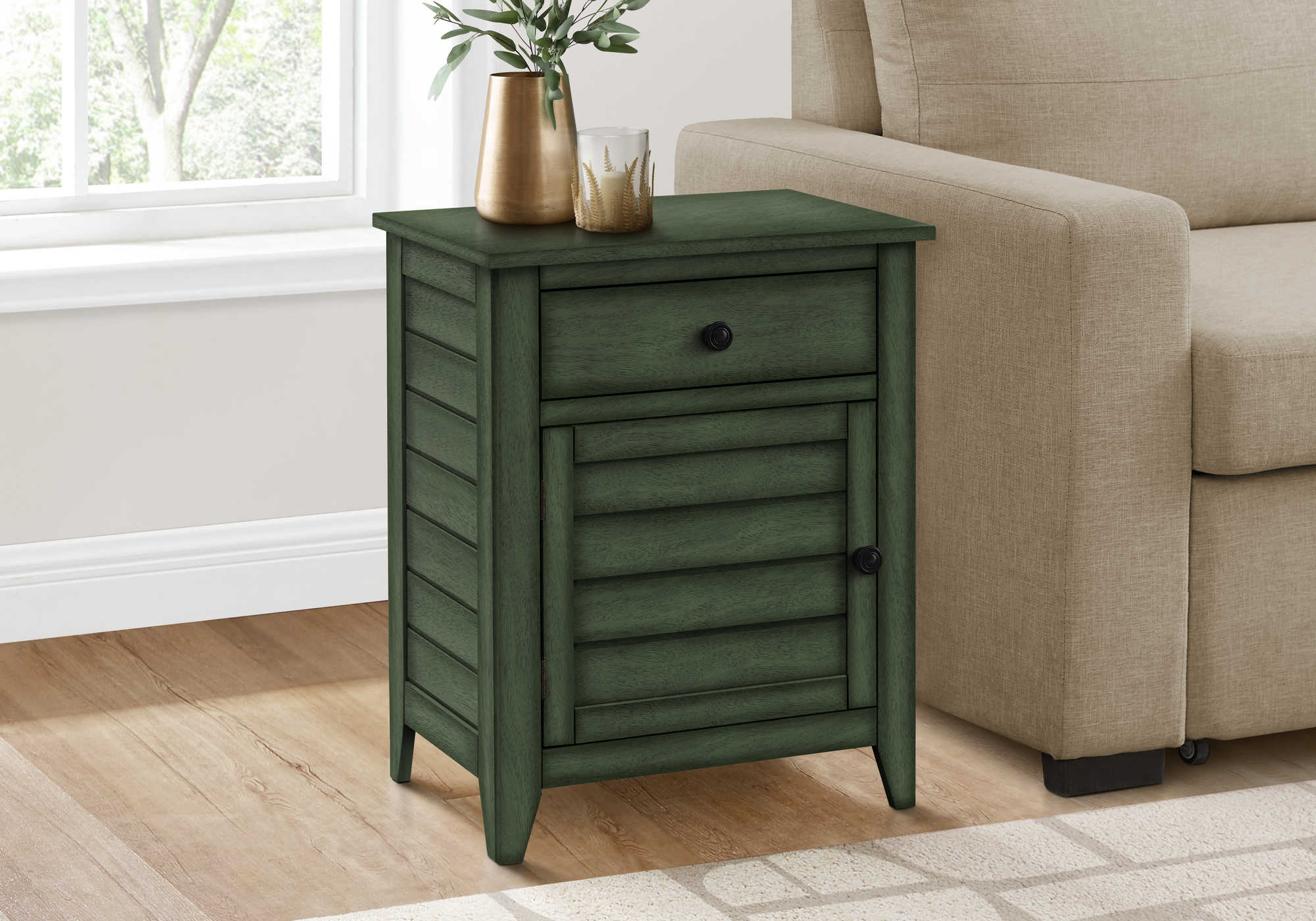 ACCENT TABLE - 25"H / ANTIQUE GREEN VENEER END TABLE