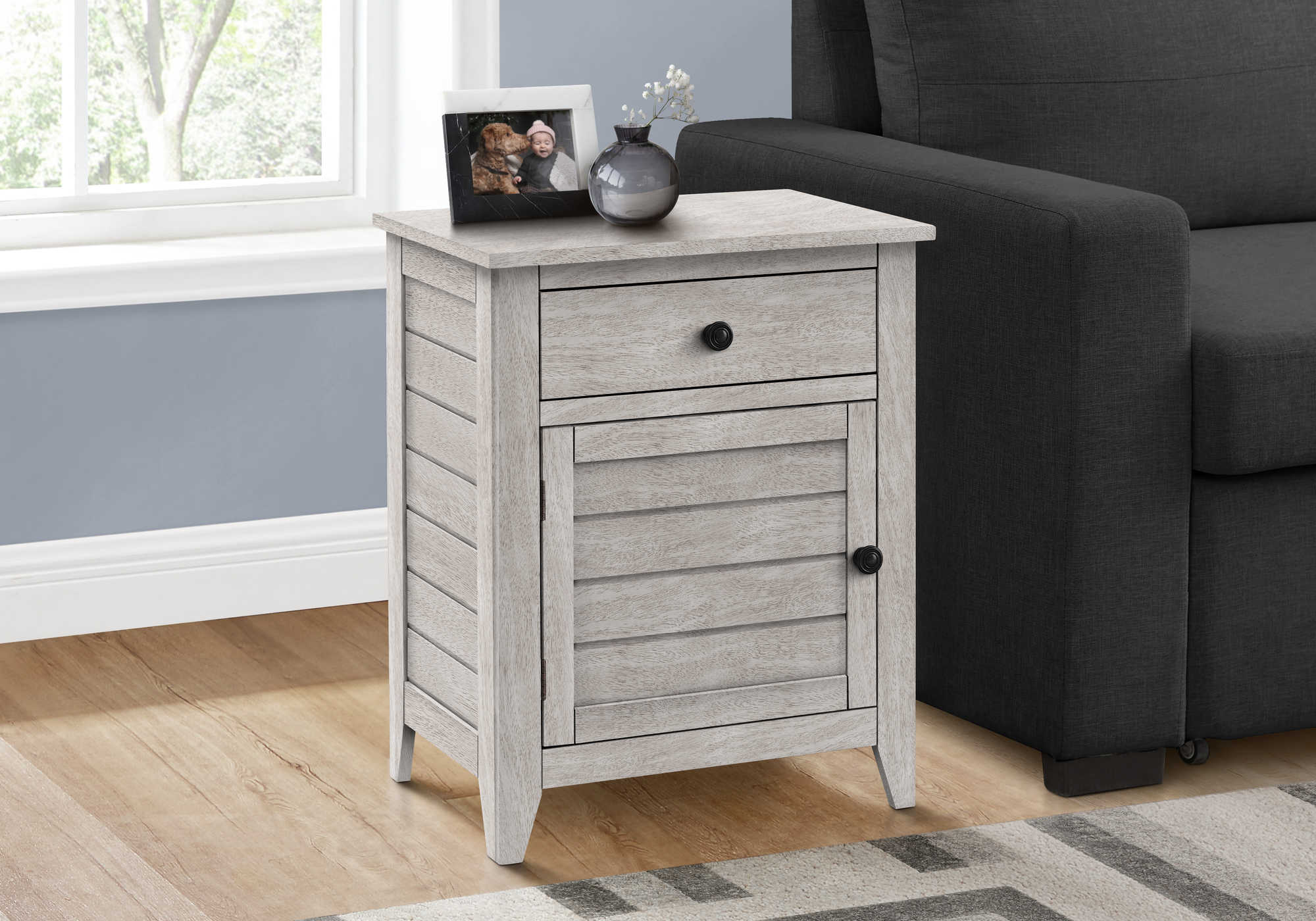 ACCENT TABLE - 25"H / WASHED GREY VENEER END TABLE