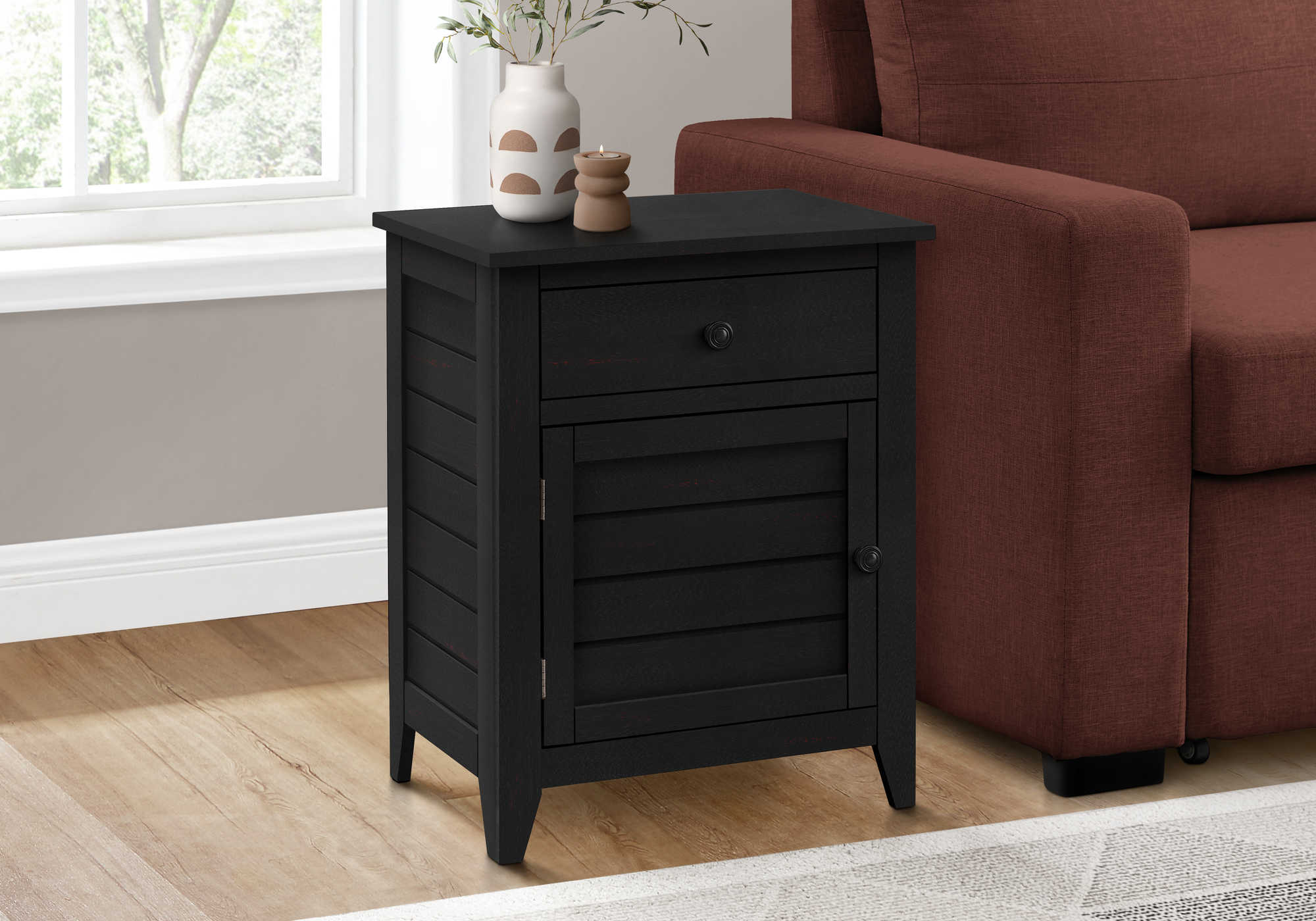 ACCENT TABLE - 25"H / BLACK VENEER END TABLE