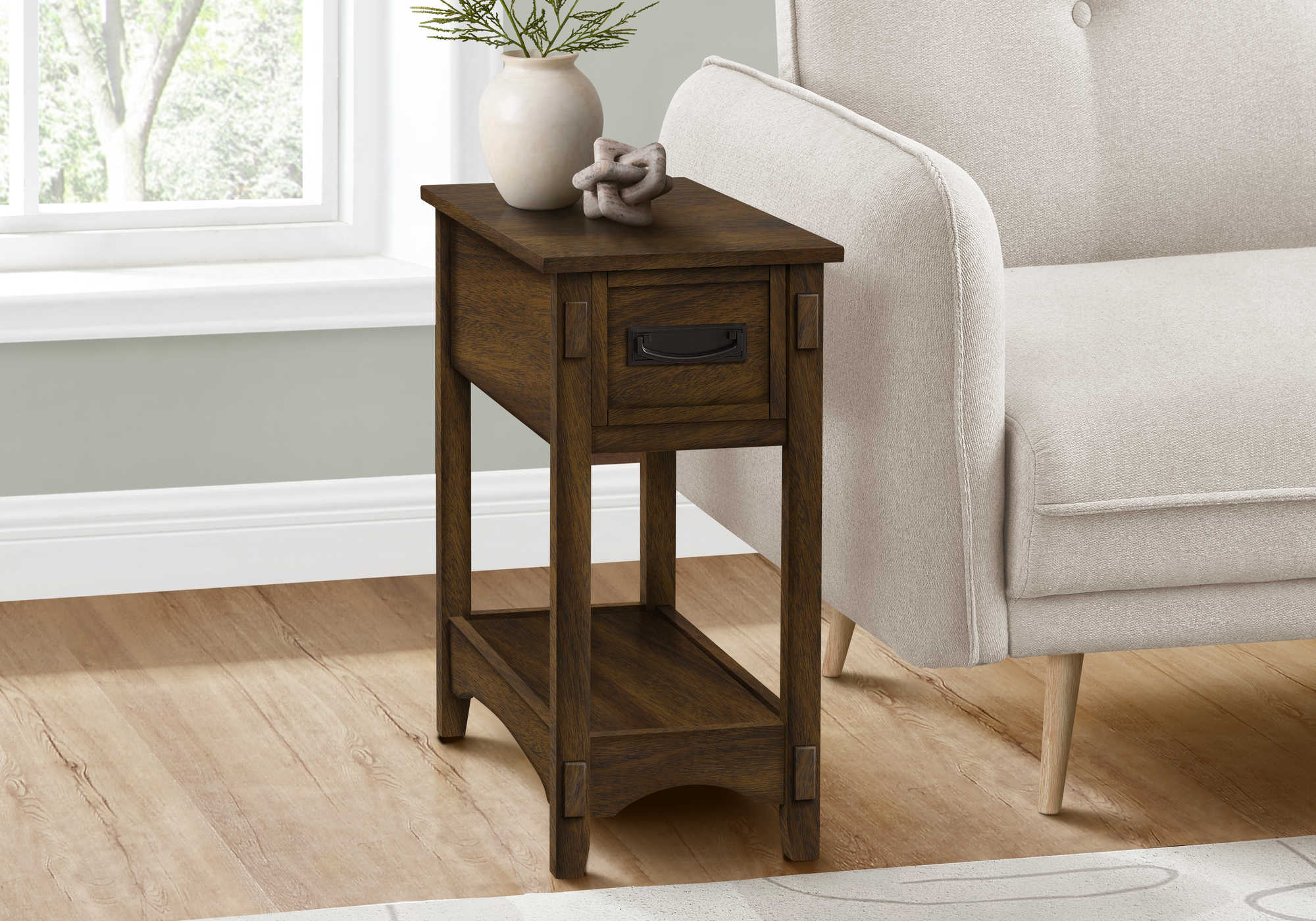 ACCENT TABLE - 24"H / BROWN WALNUT VENEER END TABLE
