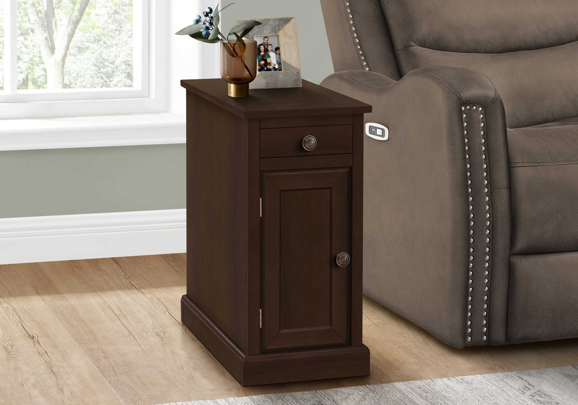 ACCENT TABLE - 24"H / ESPRESSO VENEER END TABLE