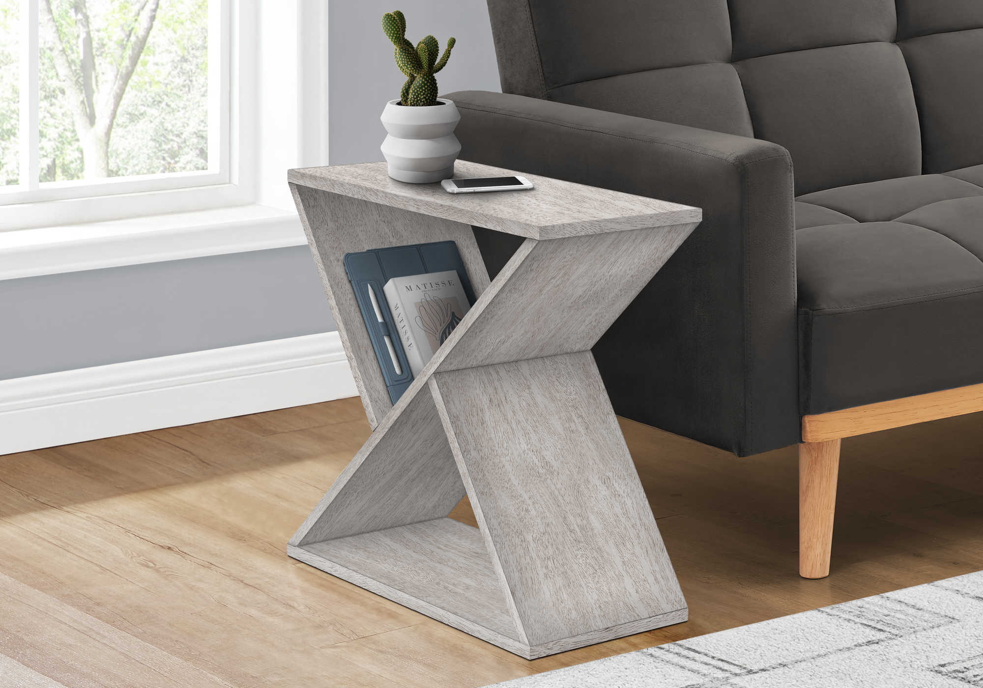 ACCENT TABLE - 24"H / WASHED GREY VENEER END TABLE