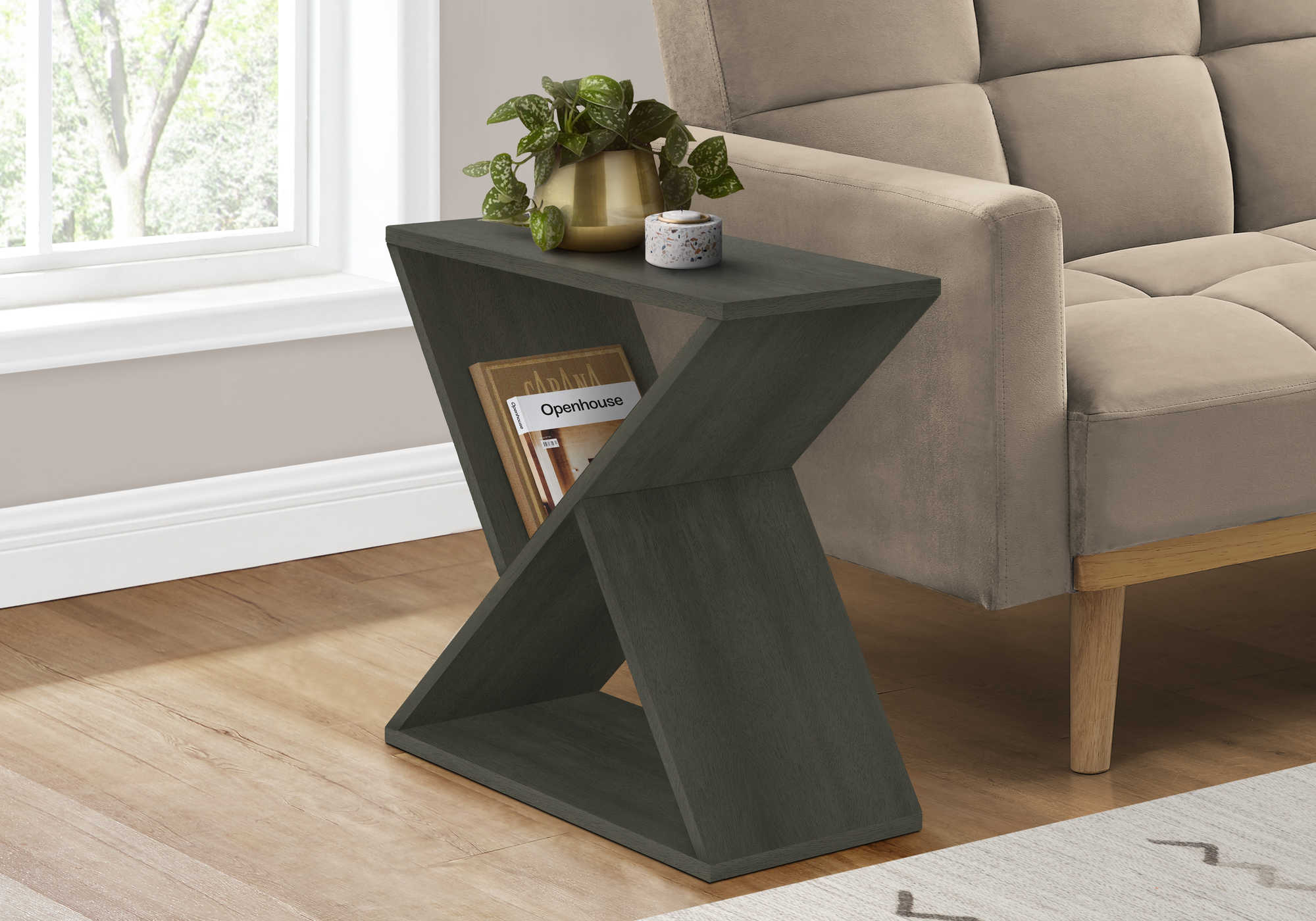 ACCENT TABLE - 24"H / DARK GREEN VENEER END TABLE