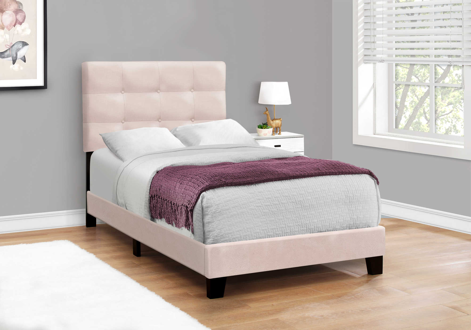 BED - TWIN SIZE / PINK VELVET