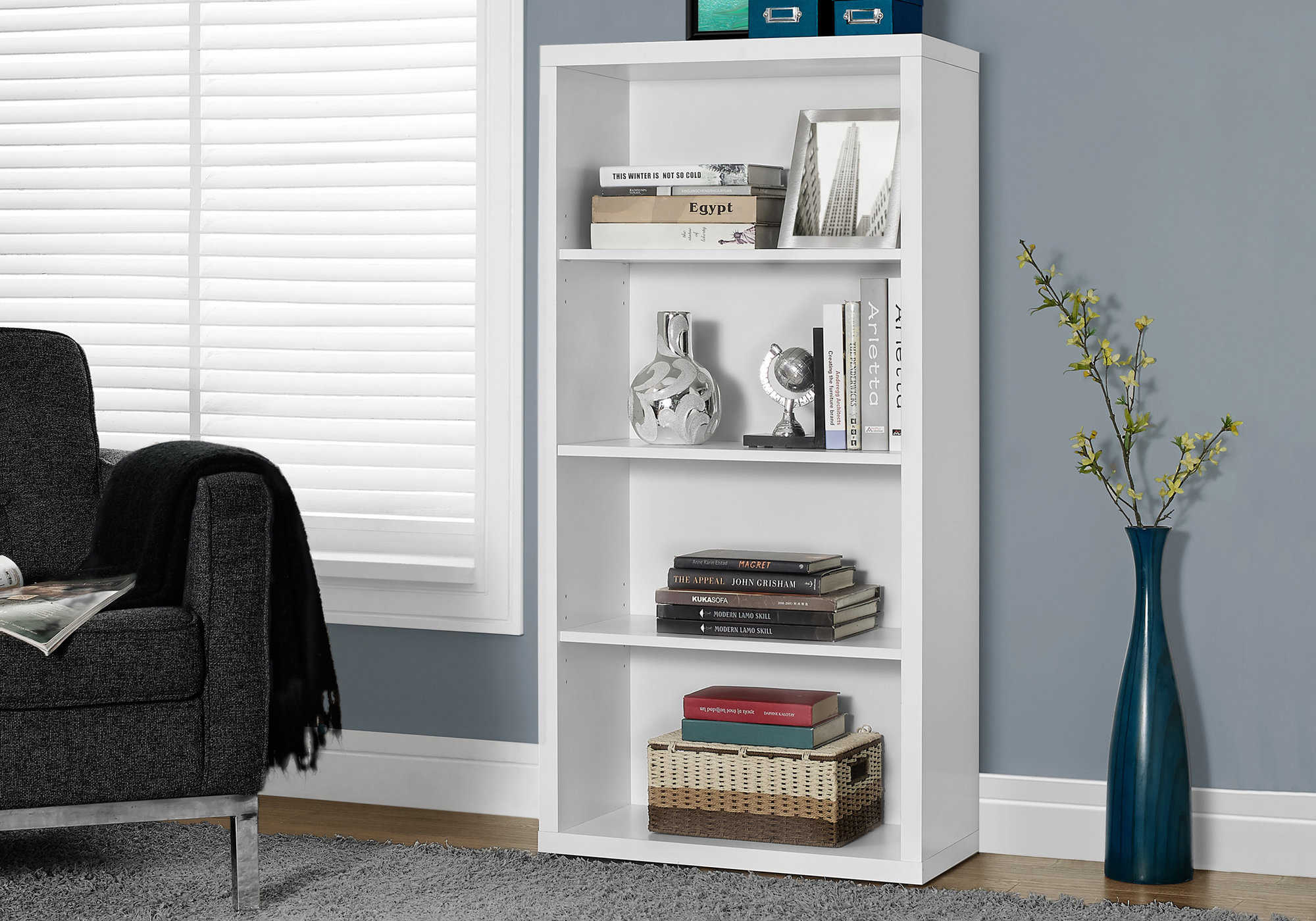 BOOKCASE - 48"H / WHITE WITH ADJUSTABLE SHELVES