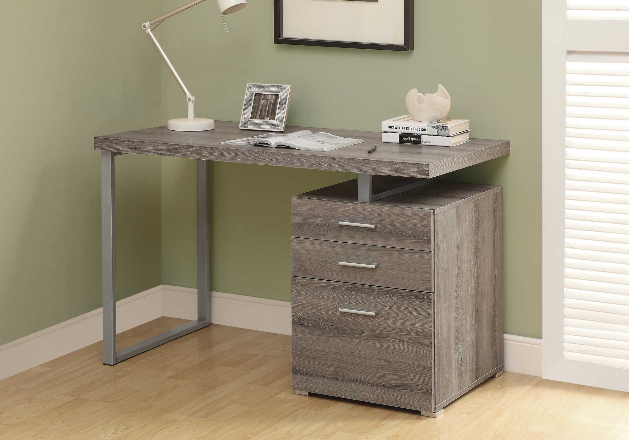 COMPUTER DESK - 48"L / DARK TAUPE LEFT OR RIGHT FACING 