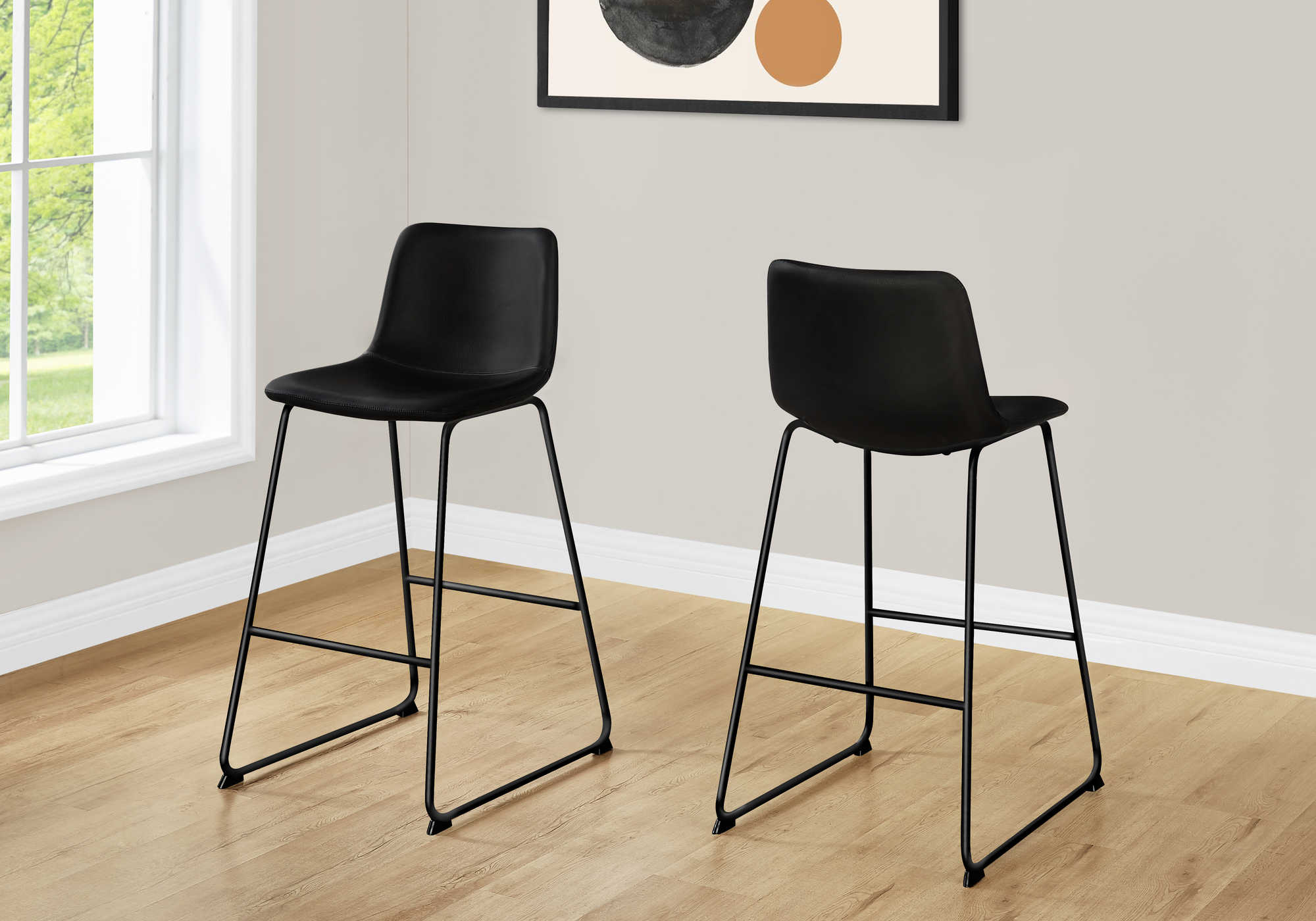 OFFICE CHAIR - BLACK LEATHER-LOOK / STAND-UP DESK