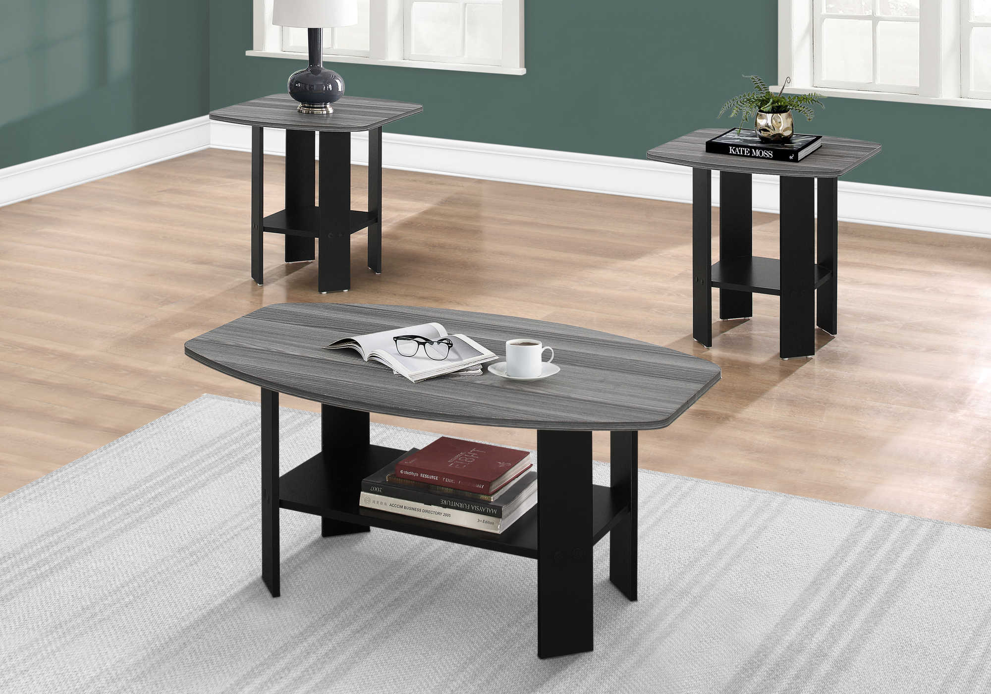 TABLE SET - 3PCS SET / BLACK / GREY TOP