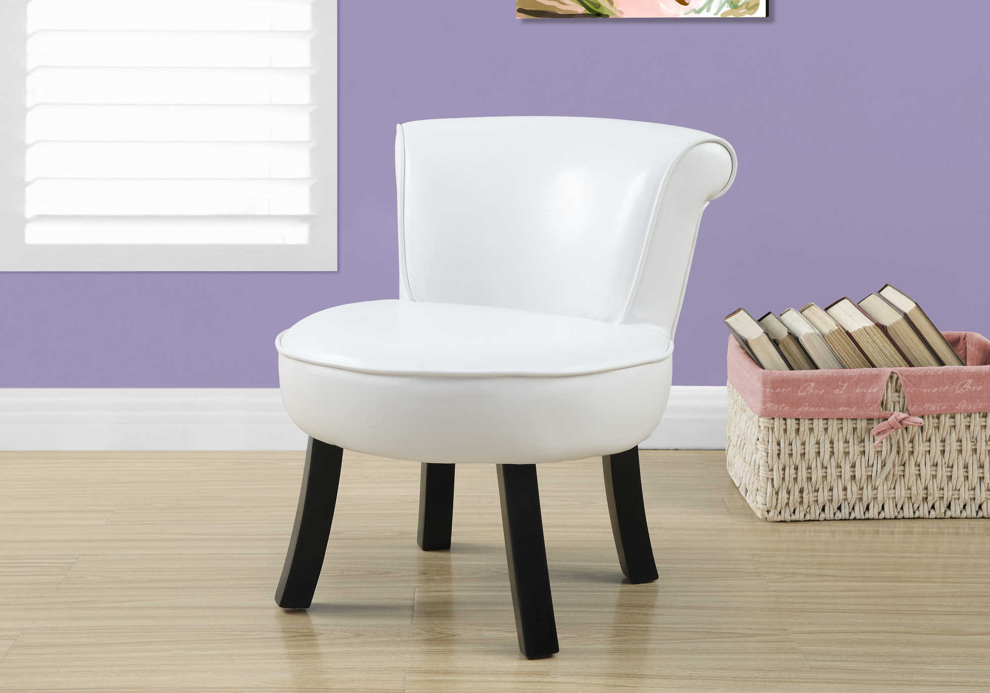 BEDROOM JUVENILE CHAIR - WHITE LEATHER-LOOK