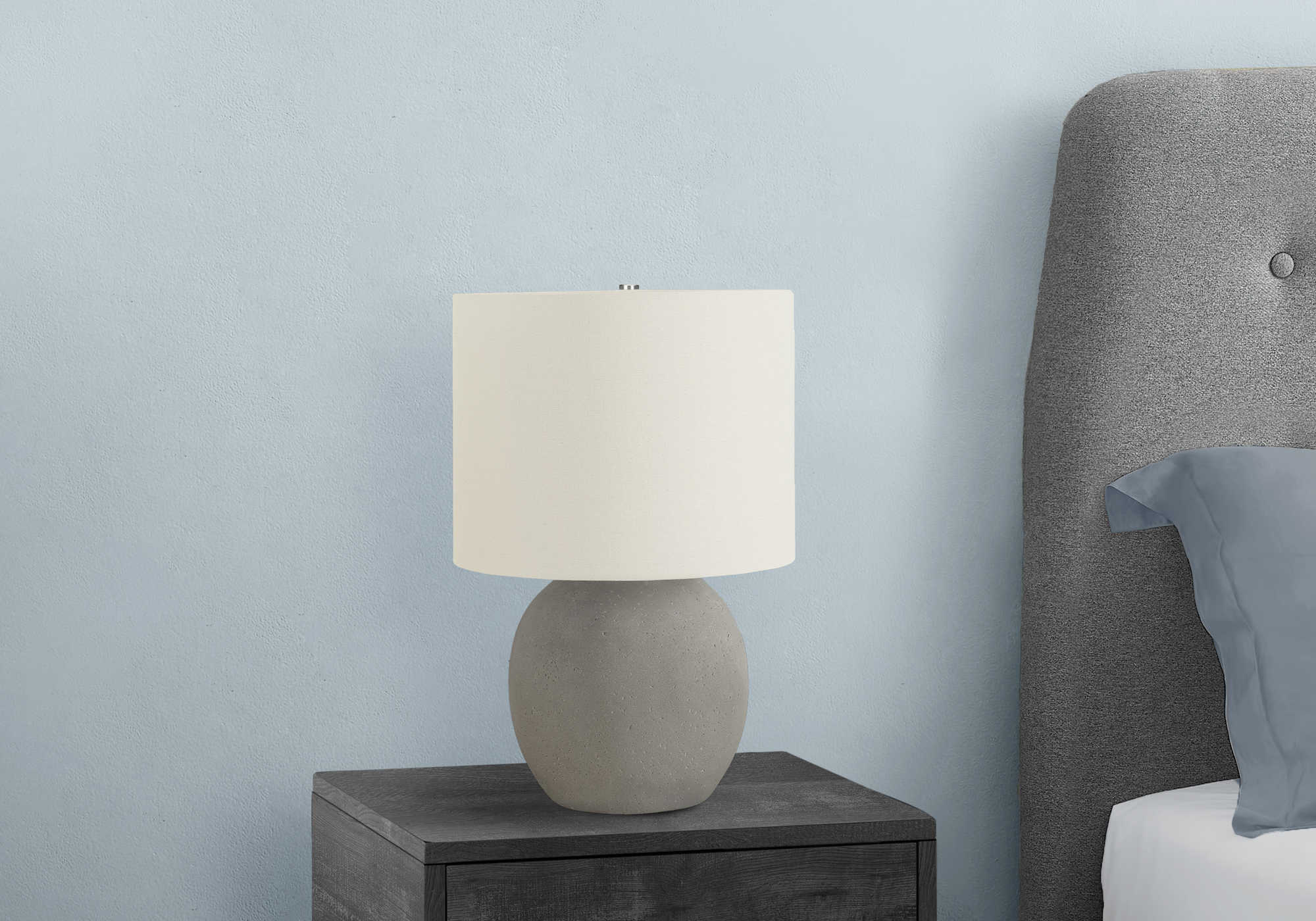 LIGHTING - 20"H TABLE LAMP GREY CONCRETE / IVORY SHADE
