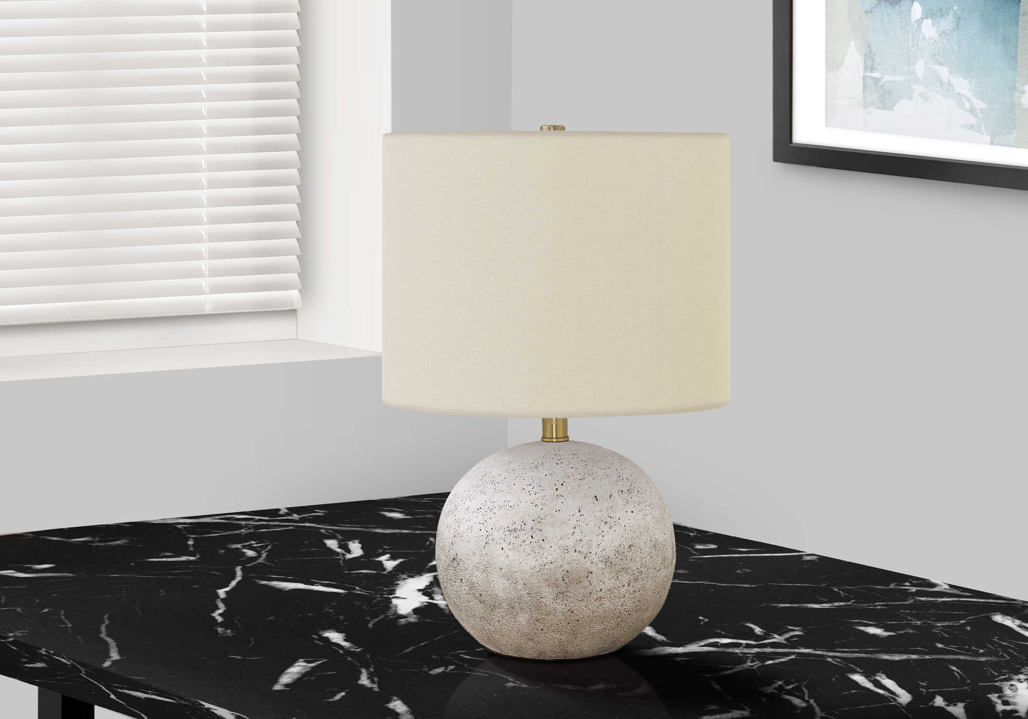 LIGHTING - 20"H TABLE LAMP GREY CONCRETE / IVORY SHADE